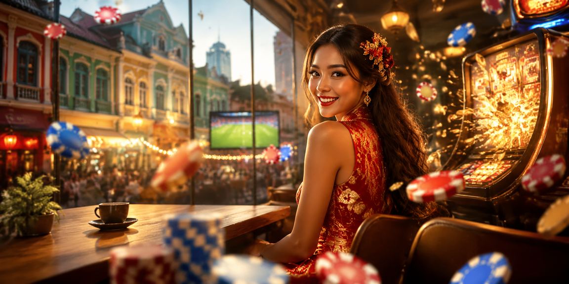 Permainan slot bergaya Melayu di Penang Malaysia suasana meriah dan berwarna-warni